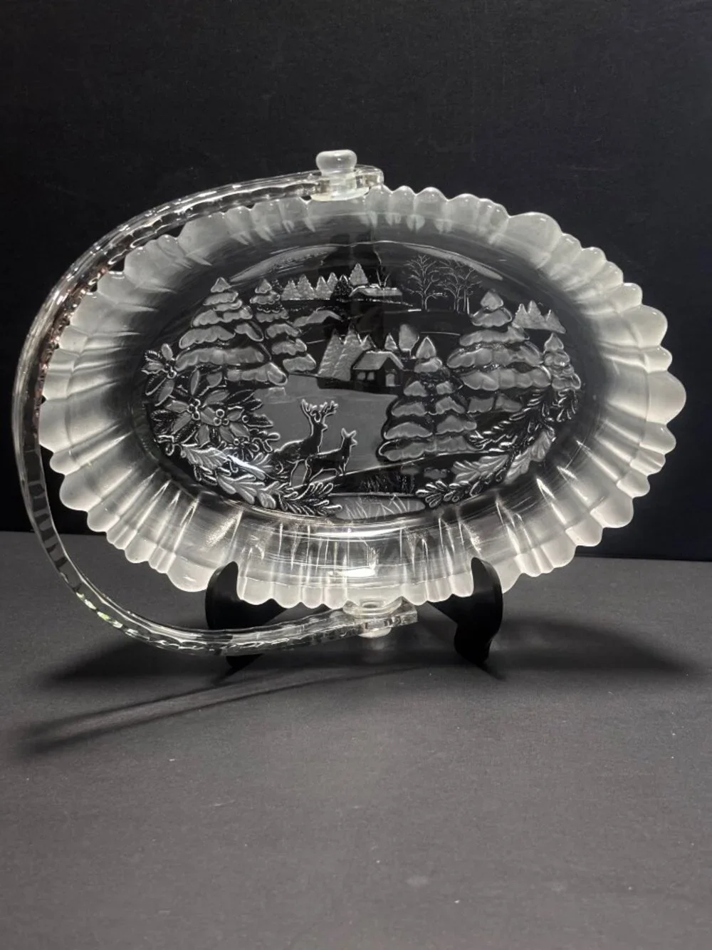 Mikasa Winter Dreams Frosted Candy Nut Dish With Handle VTG 90s Made In Germany